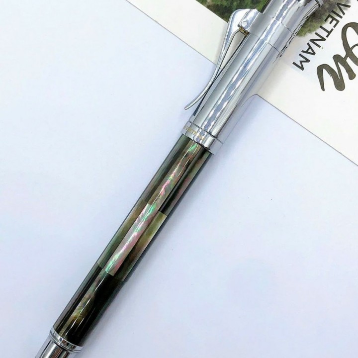 Black Pearl Signature Pen-White Gold plated-GEMPEROR